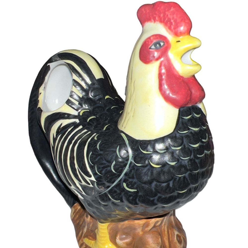 Ceramic Rooster Creamer Chicken Hen 5” Sakura Warren Kimble Hand Painted
